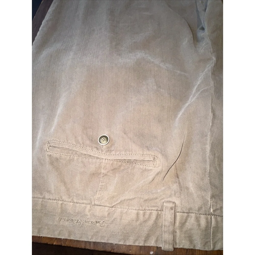 TOMMY BAHAMA Pants Mens 40x30 Brown Silk Bamboo Herringbone Pleated Trousers